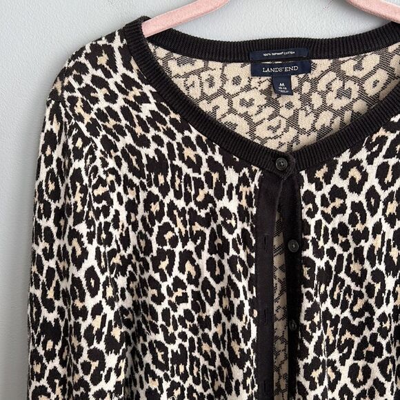 Lands’ End 100% Supima cotton women’s medium 10-12 Leopard print cardigan - Picture 3 of 11
